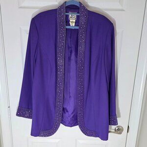 Katherine Bishop Cobalt purple Blazer Jacket Beaded Vintage Plus Sz 20w